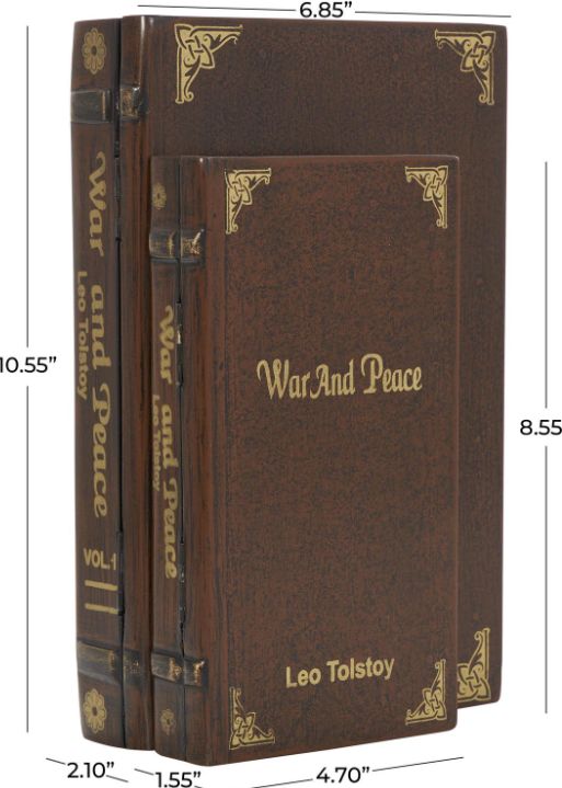 Deco Marche 2-Piece Brown Storage Faux Book Decorative Box Set-3