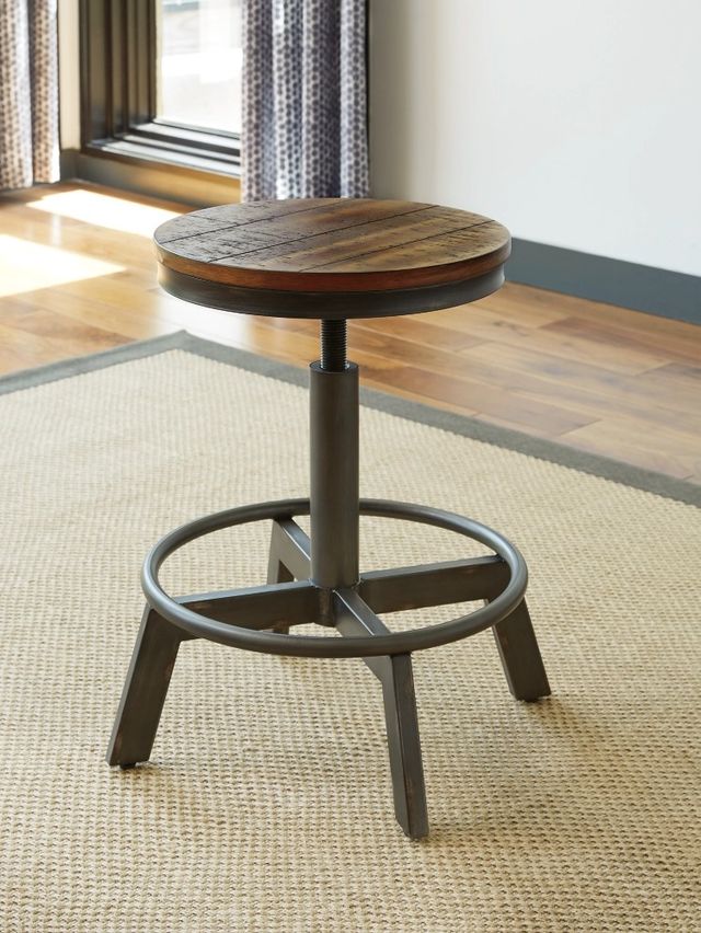 Signature Design by Ashley® Torjin 3-Piece Distressed Warm Brown/Aged Gunmetal Counter Height Dining Table Set-4