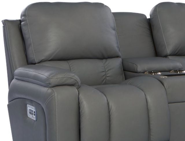 La-Z-Boy® Greyson Blue Grey Leather Power Reclining Loveseat with Console, Headrest, and Lumbar-1