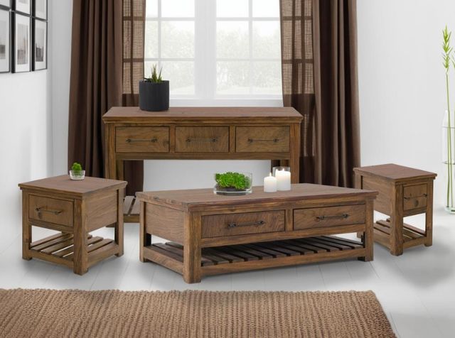 International Furniture Direct Walnut Reddish Brown 18" Chairside Table-1