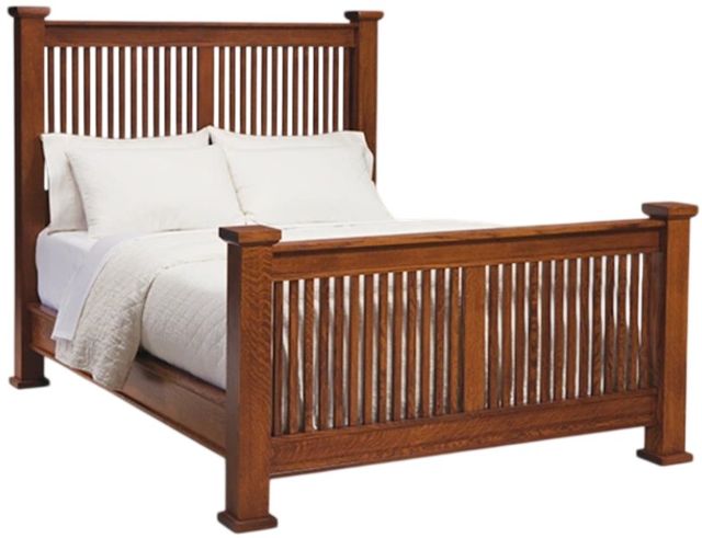 Mavin Customizable American Craftsman Queen Prairie Spindle Bed with High Footboard-0