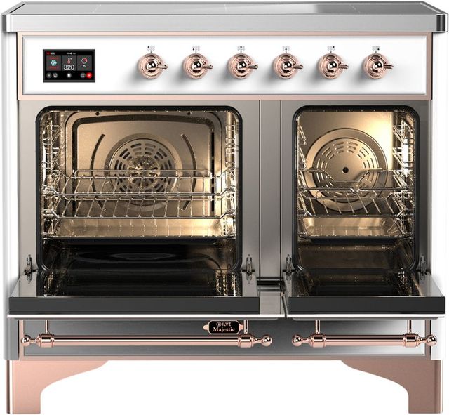 Ilve® Majestic III 40" White Pro Style Induction Range with Solid Door and Copper Trim-1