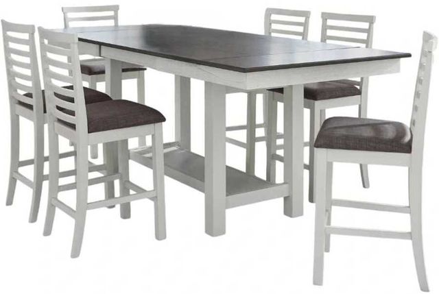 Liberty Furniture Brook Bay 7-Piece Carbon Gray/Textured White Gathering Table Set-0