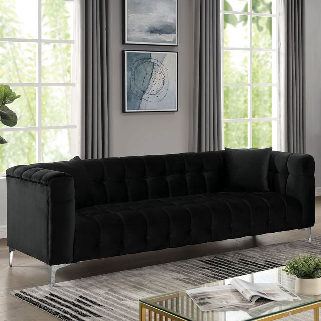 Furniture of America® Thalassa 2-Piece Black Sofa Set-1