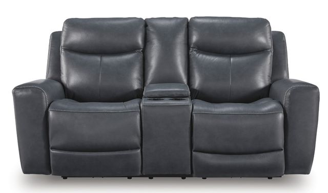 Signature Design by Ashley® Next Move Admiral Power Reclining Console Loveseat with Adjustable Headrest-1