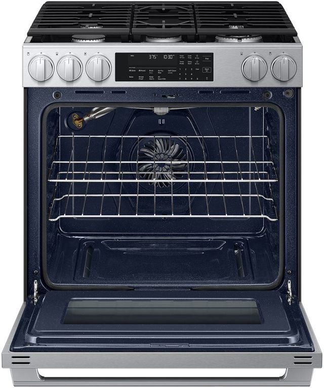 Samsung Bespoke 30" Stainless Steel Smart Slide-In Gas Range with Illuminated Precision Knobs-1