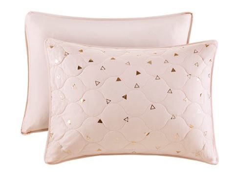 Olliix by Intelligent Design Zoey Blush and Rose Gold Twin/Twin Extra Large Metallic Printed Coverlet Set-4