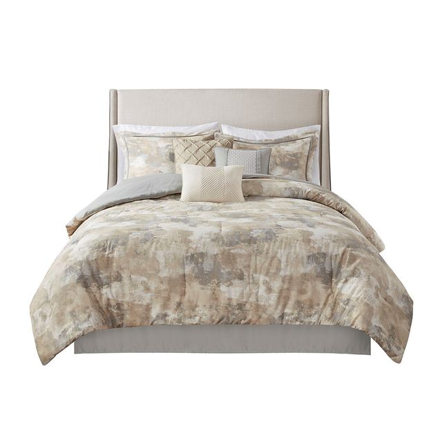 Olliix by Madison Park Beacon 7 Pieces Gray Queen Comforter Set-0