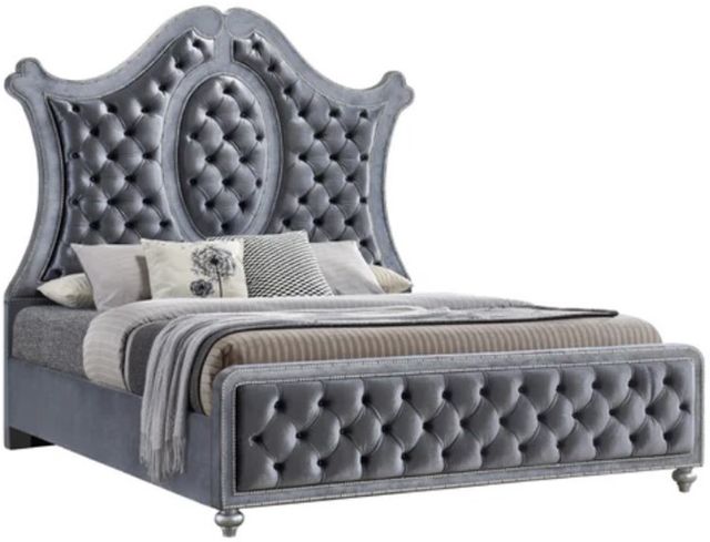 Crown Mark Cameo Gray King Upholstered Panel Bed-0