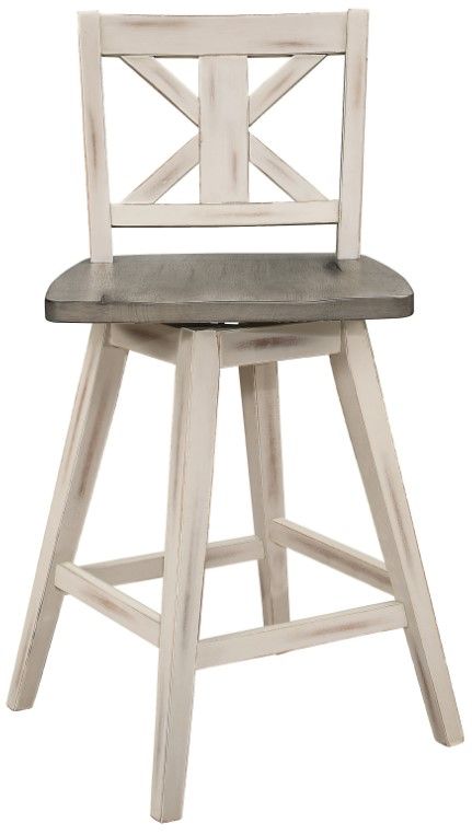 Homelegance® Amsonia Distressed Gray/White Swivel Counter Height Chair-3