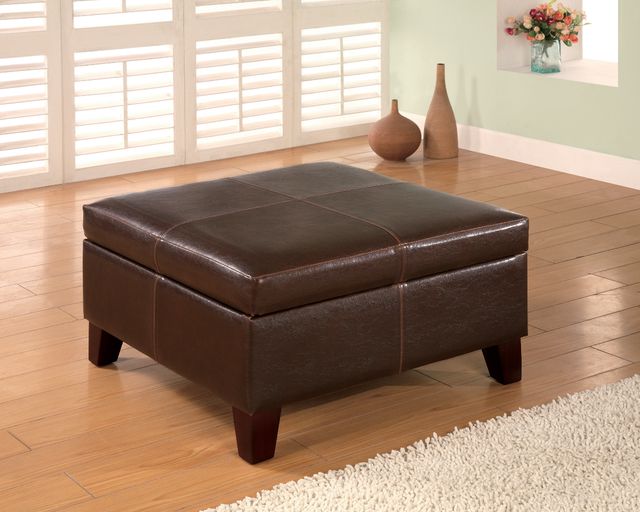 Coaster® Dark Brown Square Storage Ottoman-1
