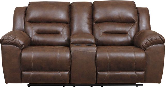 Signature Design by Ashley® Stoneland Chocolate Power Reclining Loveseat with Console-1