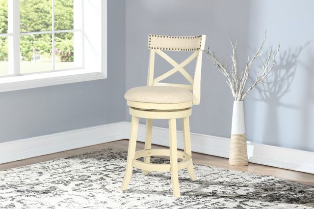 New Classic® Home Furnishings York White Swivel Counter Stool-1