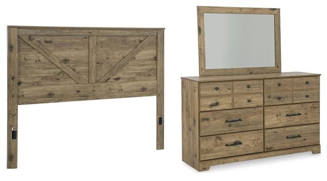 Signature Design by Ashley® Shurlee 3-Piece Light Brown King Crossbuck Panel Headboard Bedroom  Set-0