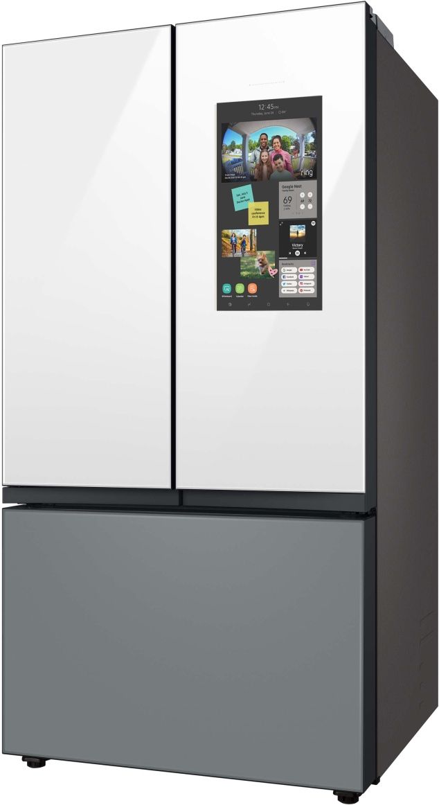 Samsung Bespoke 36 in. 30.0 Cu. Ft. Matte Gray/White Glass 3-Door French Door Refrigerator with Family Hub™-9