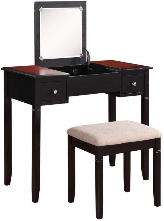 Linon Camden 2-Piece Black Cherry Vanity Set-0