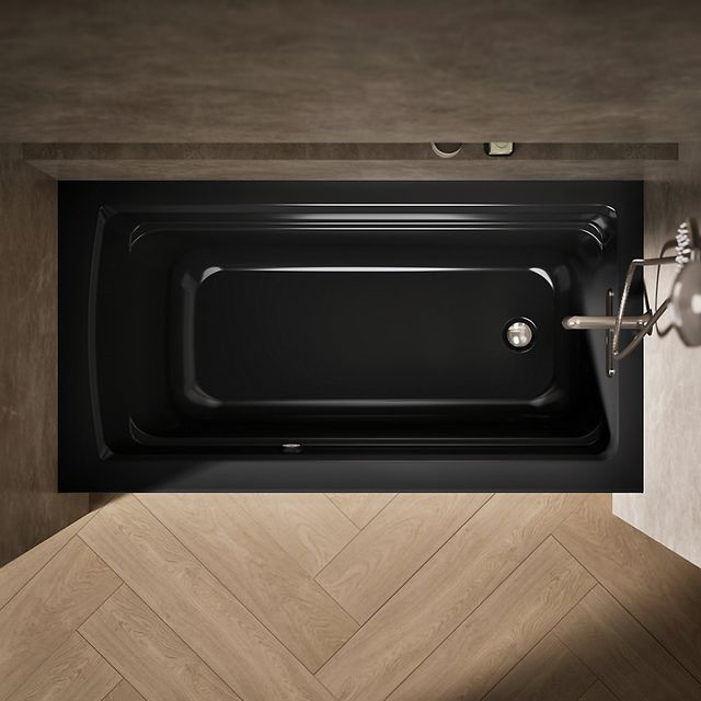 KOHLER® Archer® Black 60" x 32" Alcove Heated Bubble Massage™ Air Bath - Right Drain-2