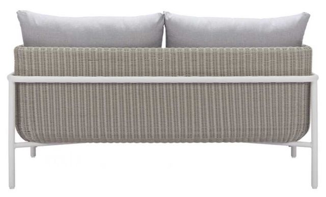 Zuo® Modern Frais Gray/White Aluminum Fabric Outdoor Loveseat-3
