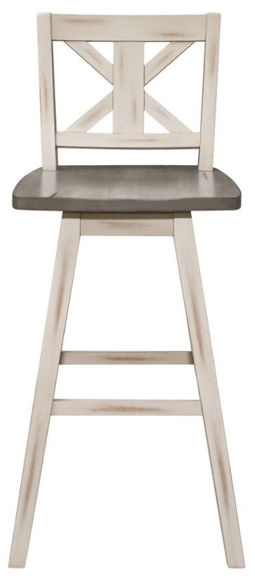 Homelegance® Amsonia Distressed Gray/White Sand Swivel Pub Height Chair with X-Back-2
