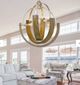 Cal® Lighting & Accessories Rauma Brushed Steel/Wood Chandelier-1