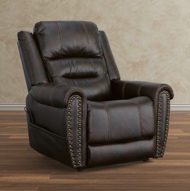 Flexsteel® Oscar Molasses Power Lift Recliner with Right-Hand Control and Power Headrest-1