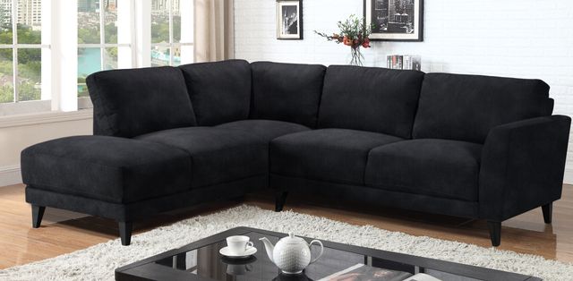 Mazin Furniture Dorian 2-Piece Black Left-Arm Facing Loveseat Sectional and Chaise-1