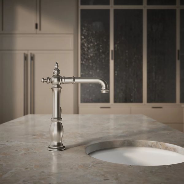 KOHLER® Artifacts® Vibrant Stainless Single-Handle Bar Sink Faucet-4