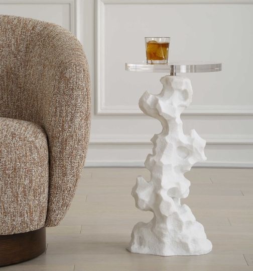 Uttermost® Remnant White Stone Drink Table-1