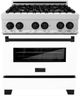 ZLINE Autograph Edition Legacy 30" Satin Stainless Steel Pro Style Dual Fuel Range with White Matte Door and Matte Black Accents-0