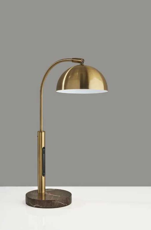 Adesso® Bolton Antique Brass/Brown LED Desk Lamp-3