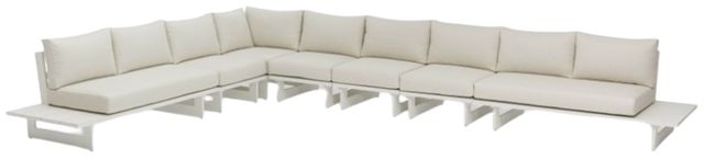 Meridian Furniture Maldives 4-Piece Cream/White Aluminum/Fabric 185" Outdoor Modular Sectional-0