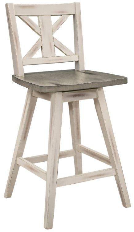 Homelegance® Amsonia Distressed Gray/White Swivel Counter Height Chair-0