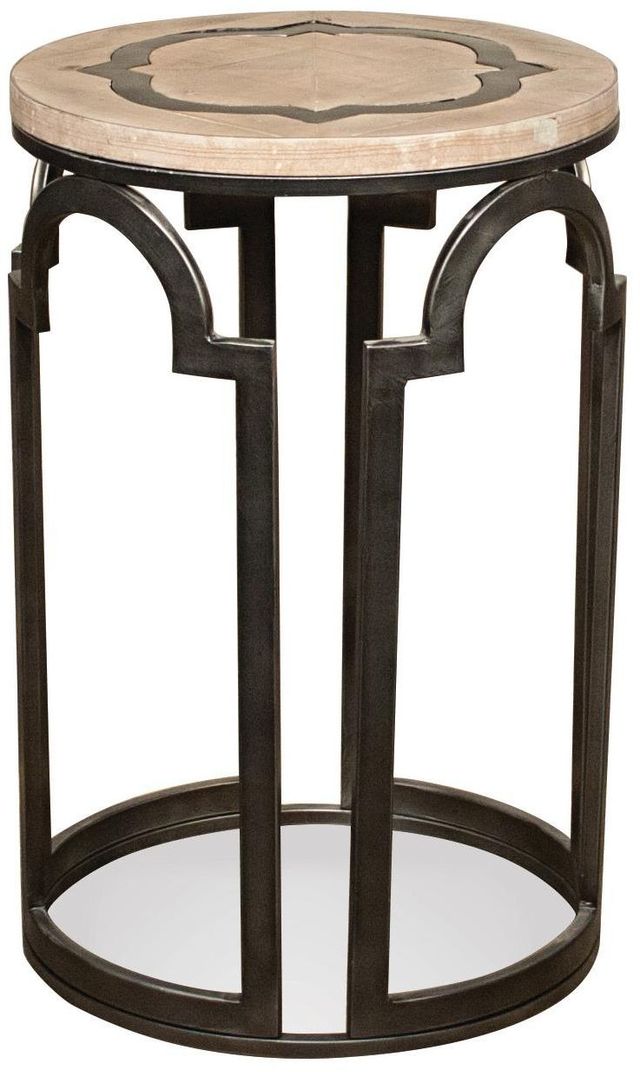 Riverside Furniture Estelle Washed Gray Round Chairside Table with Black Base-0