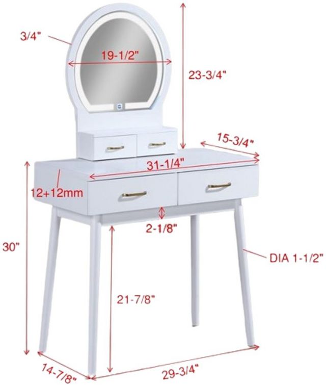 Crown Mark Cecilia 3-Piece White Vanity Set-6