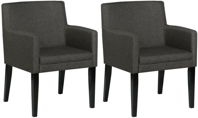 Coaster® Catherine 2-Piece Black/Charcoal Grey Upholstered Dining Arm Chair Set-1