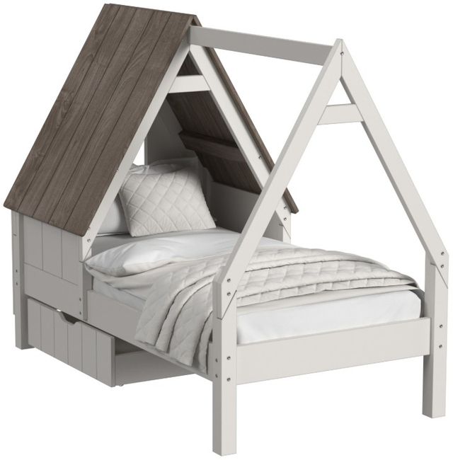 Westwood Design Lodge Cookies/Cream Youth Twin Panel Storage Bed with Half Roof and Window-0