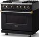 Viking® 5 Series 36" Onyx Pro Style Dual Fuel (LP) Range with Brushed Brass Trim-3