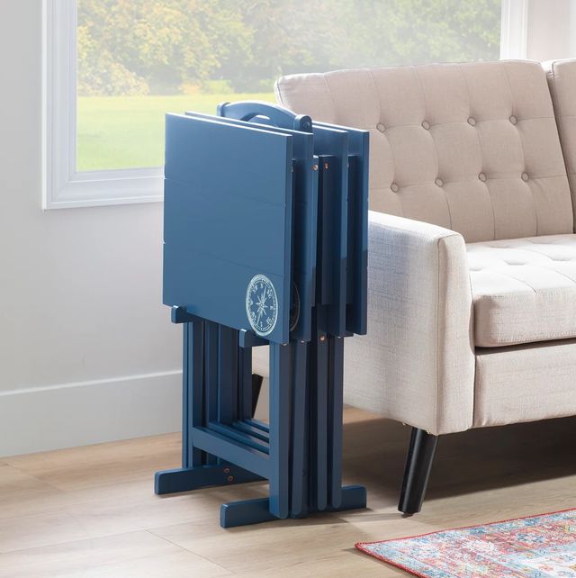 Linon Compass Navy Tray Table-1