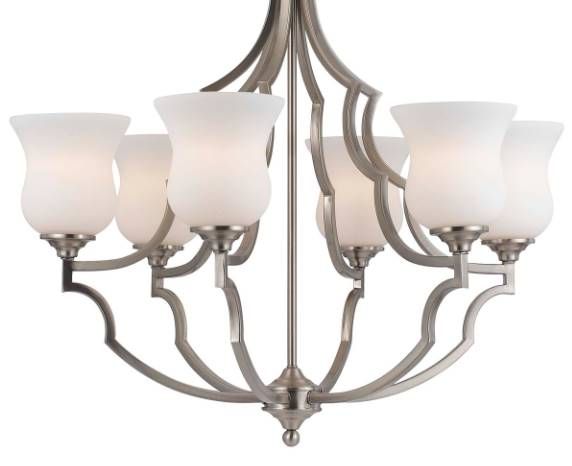 Cal® Lighting & Accessories Barrie Metal 6-Light Frosted White Chandelier-1