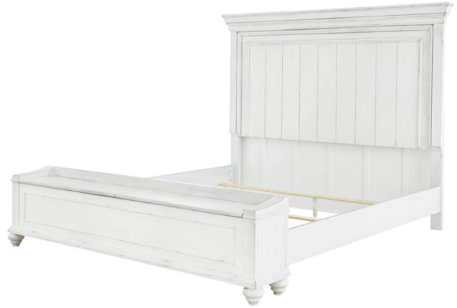 Benchcraft® Kanwyn Whitewash California King Panel Bed with Storage Bench-2