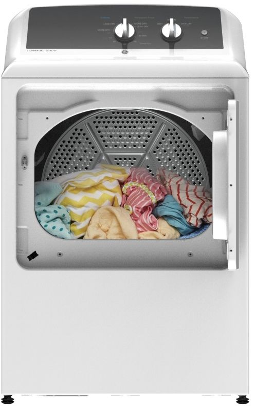FLOOR MODEL GE® 6.2 Cu. Ft. White Front Load Natural Gas Dryer-2