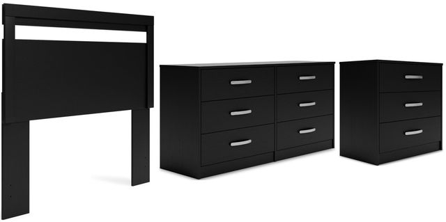 Signature Design by Ashley® Finch 3-Piece Black Full Panel Headboard Bed Set-0