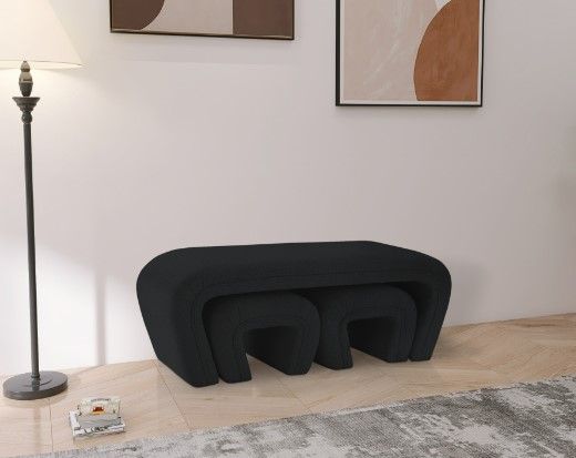 Meridian Furniture Odelia Black Boucle Bench-2