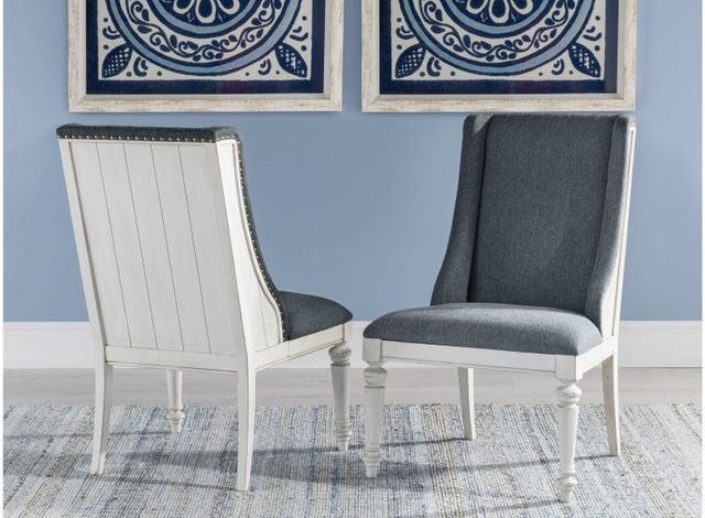 Legacy Classic Cottage Park Aged White/Caitlin Cobalt Upholstered Host Chair-3