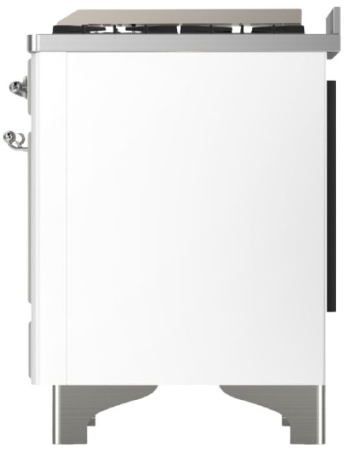 Ilve® Majestic III 60" White Pro Style Dual Fuel Natural Gas Range with Solid Door and Chrome Trim-3