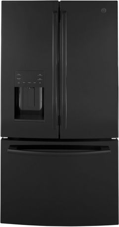 GE® 36 in. 25.6 Cu. Ft. High-Gloss Black Freestanding French Door Refrigerator