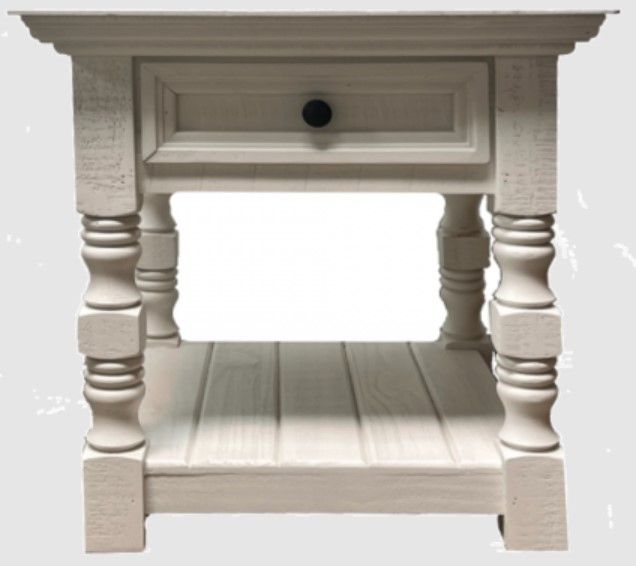 Million Dollar Rustic Cottage Frosted White End Table-0
