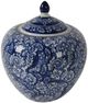 A & B Home Blue/White Ginger Jar-0