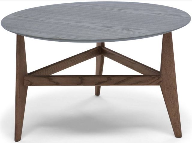 Natuzzi Editions Plettro Lead Gray/Blonde Ash Round Corner Table-0
