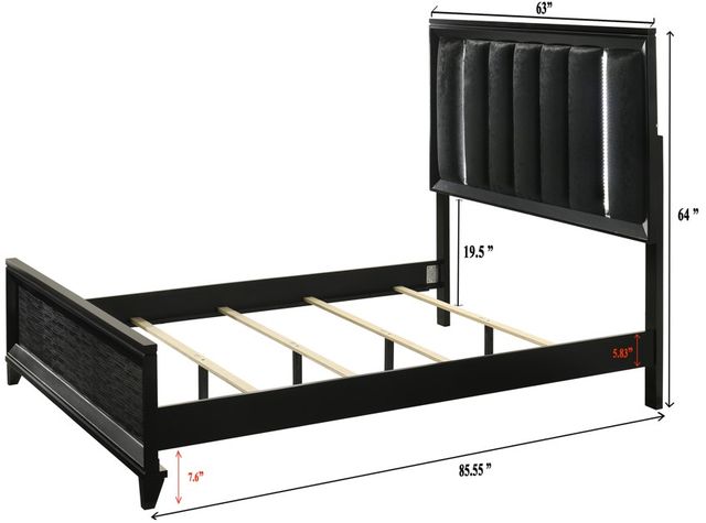 Crown Mark Cressida Black Queen Upholstered Panel Bed-3